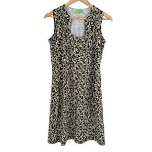 Katherine Way Scroll Print Sleeveless Shift Dress Womens Large Stretch Preppy